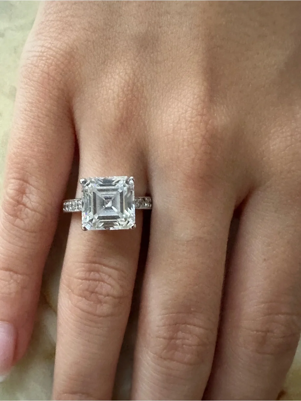 Classic Square-Cut Solitaire 925 Sterling silver Engagement Ring